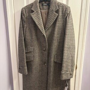 Lauren Ralph Lauren Houndstooth Trench Coat - Black and Brown